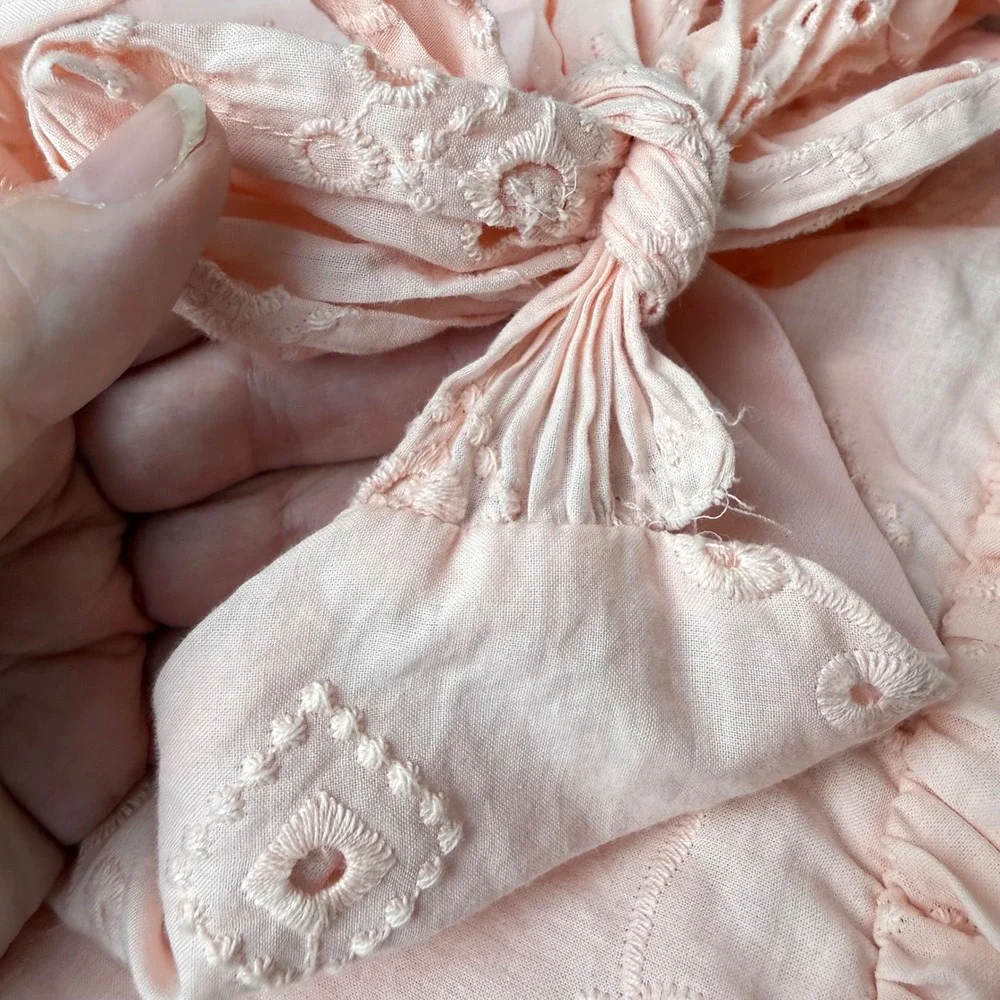 Audrey Parks Francescas Pink Eyelet Dress XL Open Back Cottagecore Garden‎ Party